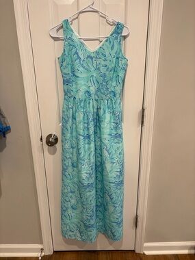Vineyard Vines Aqua and Blue Floral Maxi Dress